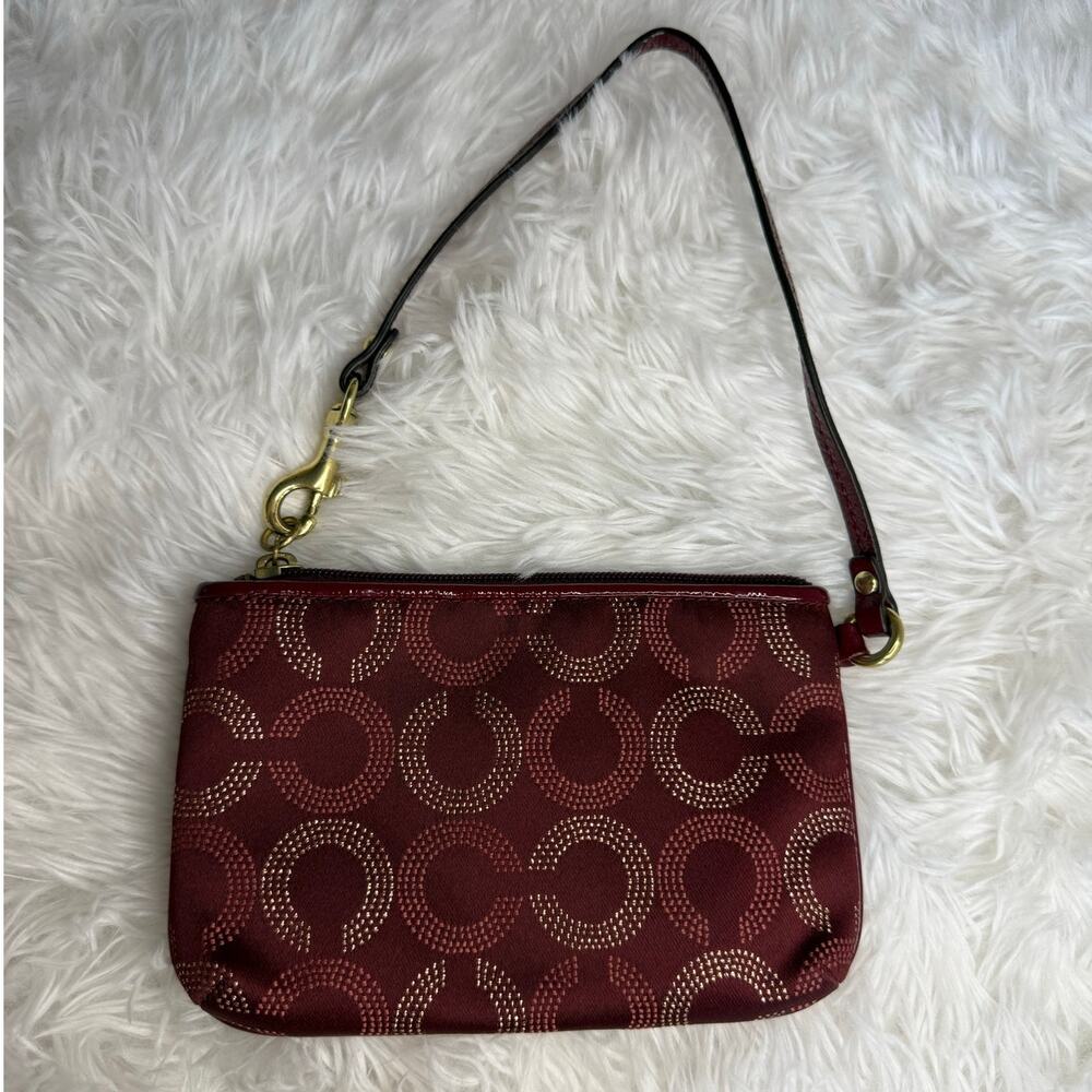 COACH Burgundy / red Signature Canvas Wristlet - Picture 2 of 6